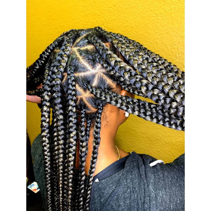 Long box braids with triangle parts
